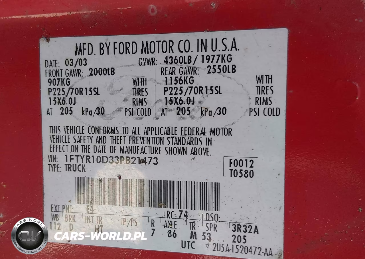 2003 Ford Ranger Xl-Xlt VIN:1FTYR10D33PB21473 - 9