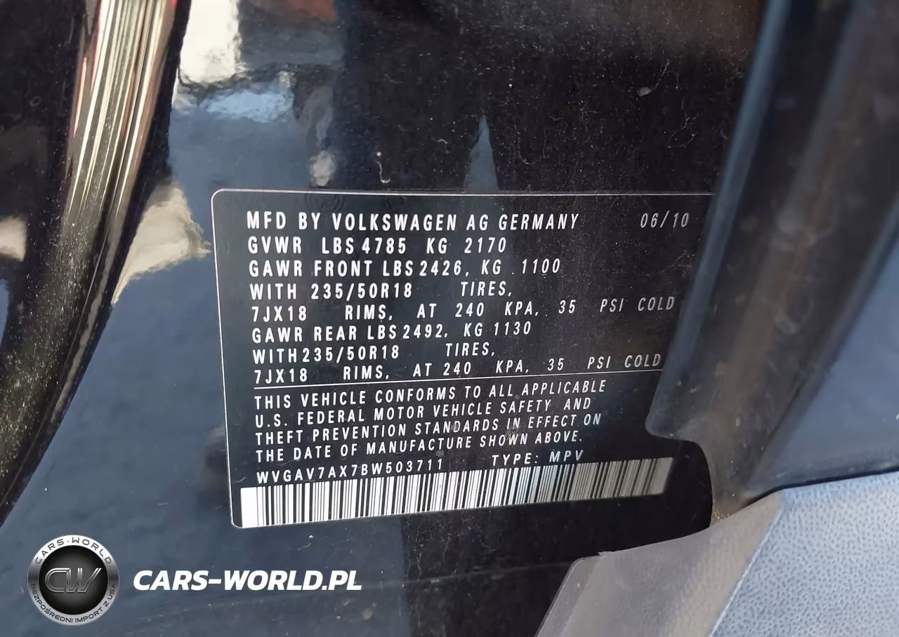 2011 Volkswagen Tiguan Se VIN:WVGAV7AX7BW503711 - 9