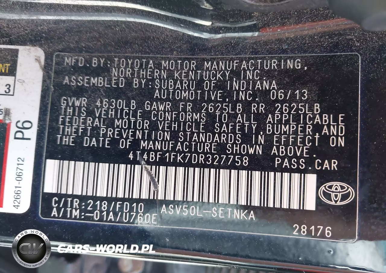 2013 Toyota Camry Le VIN:4T4BF1FK7DR327758 - 9