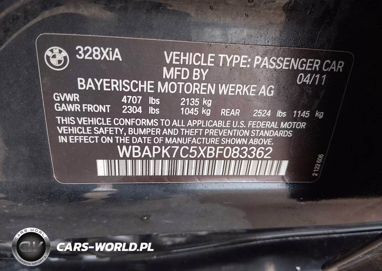 2011 BMW 328I xDrive VIN:WBAPK7C5XBF083362 - 9