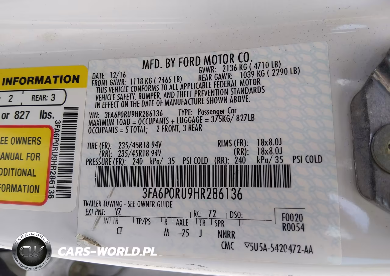 2017 Ford Fusion Hybrid Titanium VIN:3FA6P0RU9HR286136 - 9