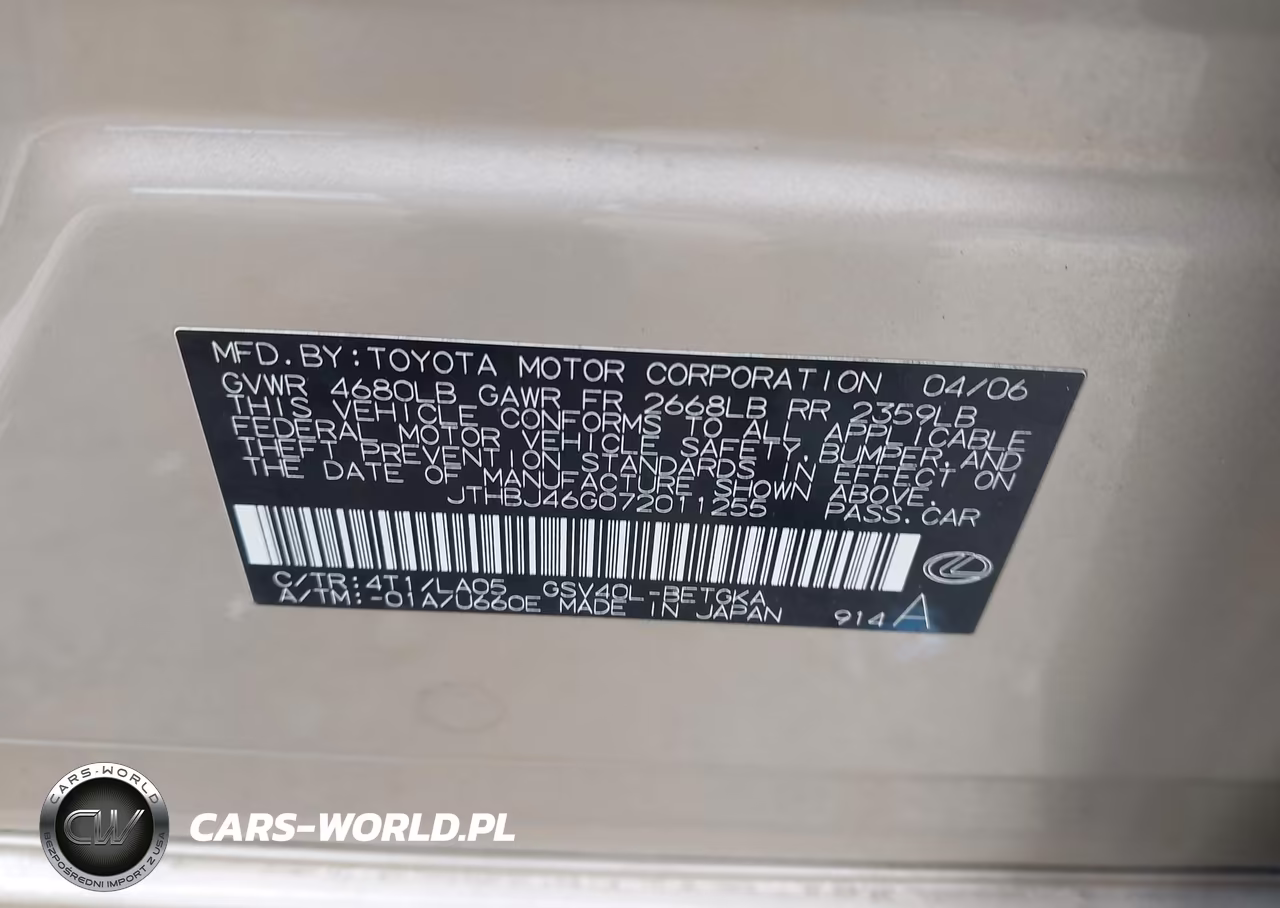 2007 Lexus Es 350 VIN:JTHBJ46G072011255 - 9