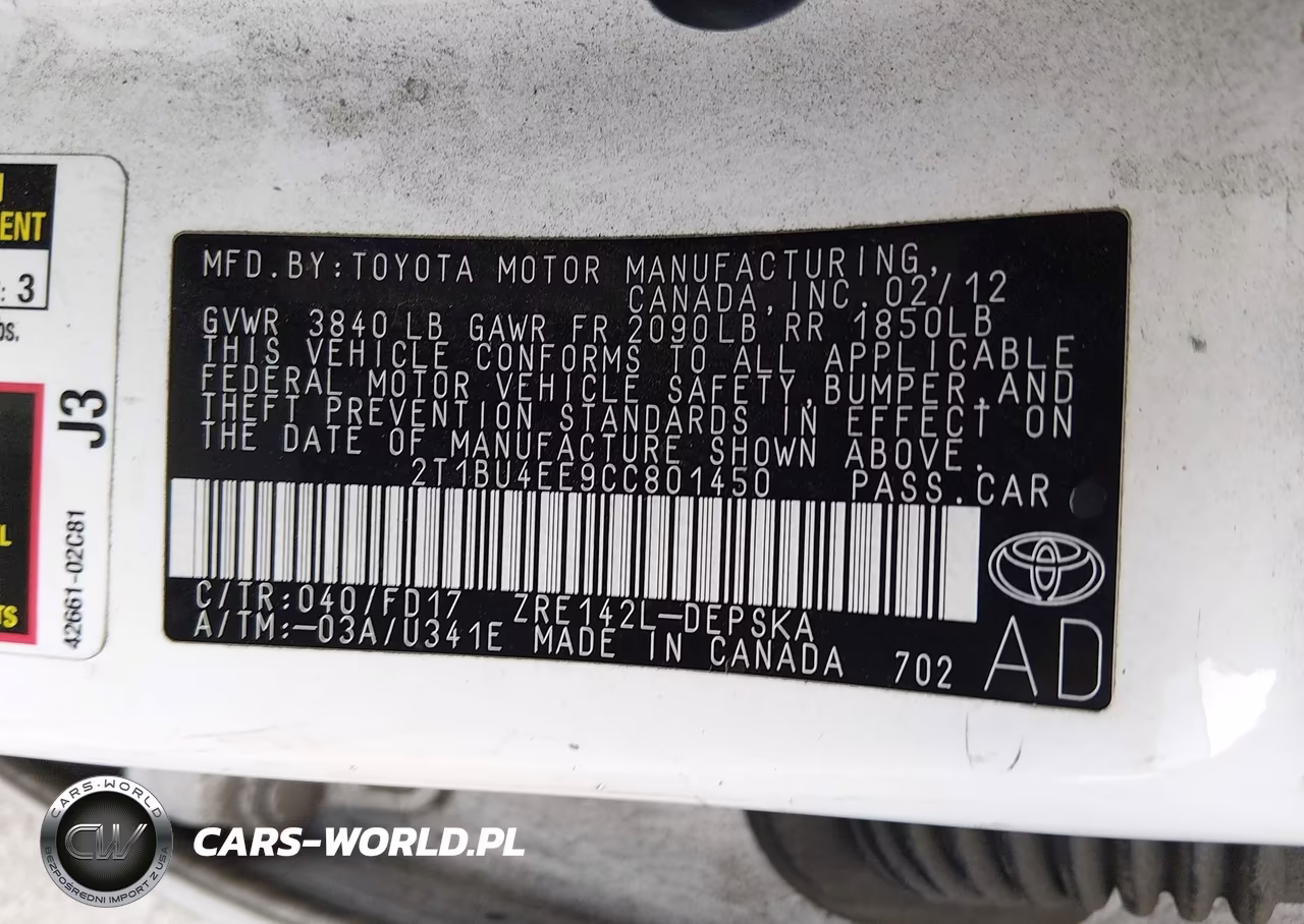 2012 Toyota Corolla S VIN:2T1BU4EE9CC801450 - 9