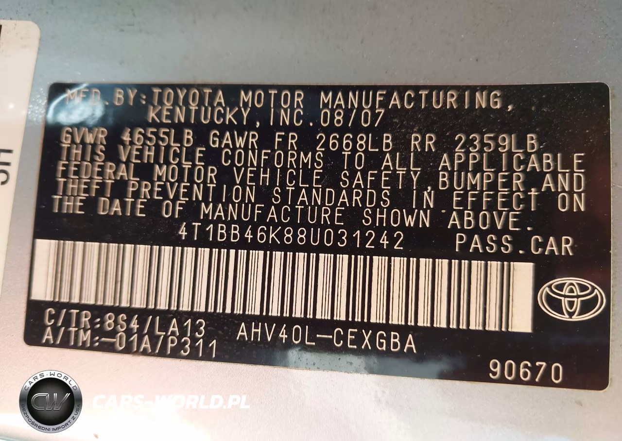 2008 Toyota Camry Hybrid VIN:4T1BB46K88U031242 - 9