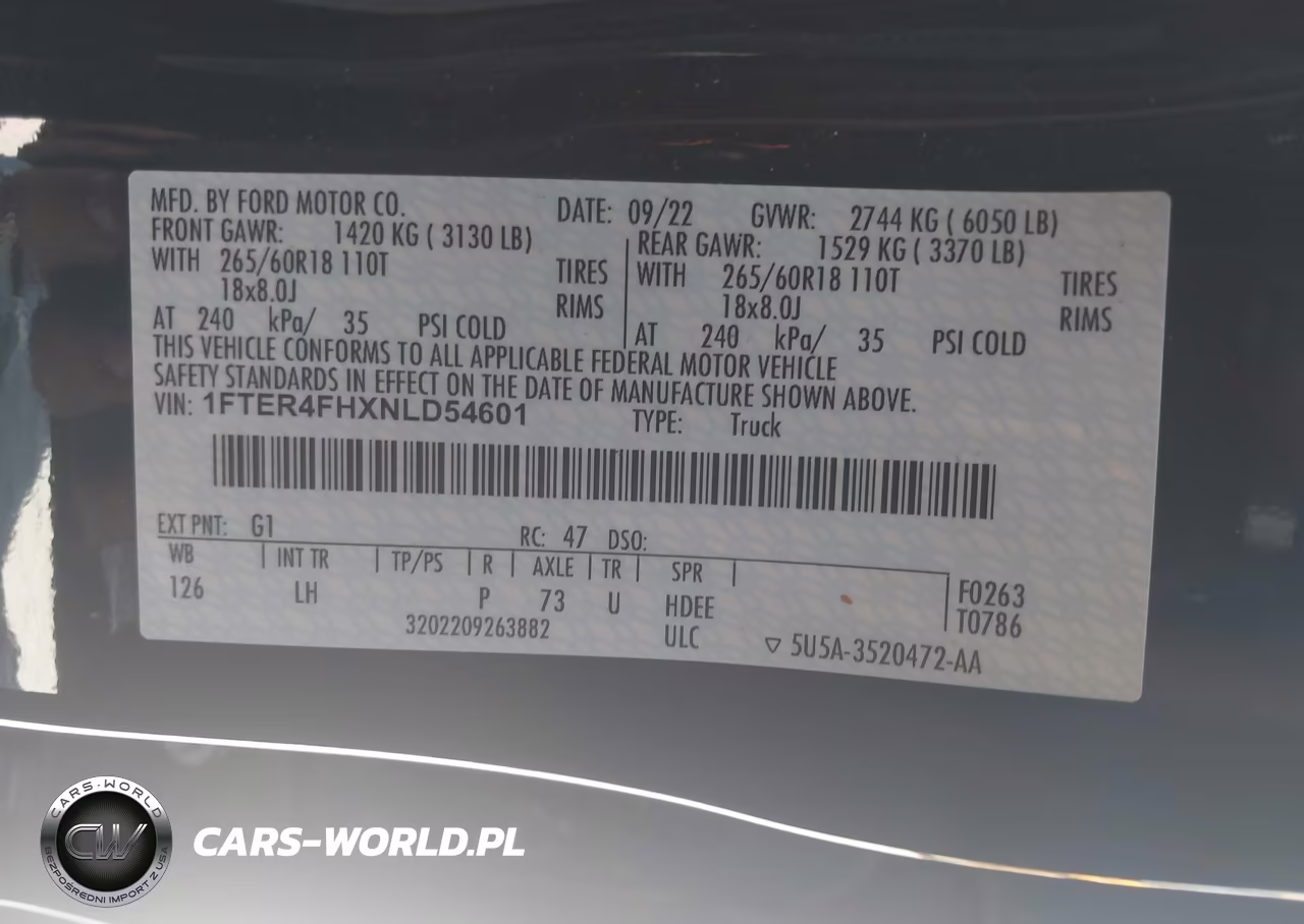 2022 Ford Ranger Xlt VIN:1FTER4FHXNLD54601 - 9