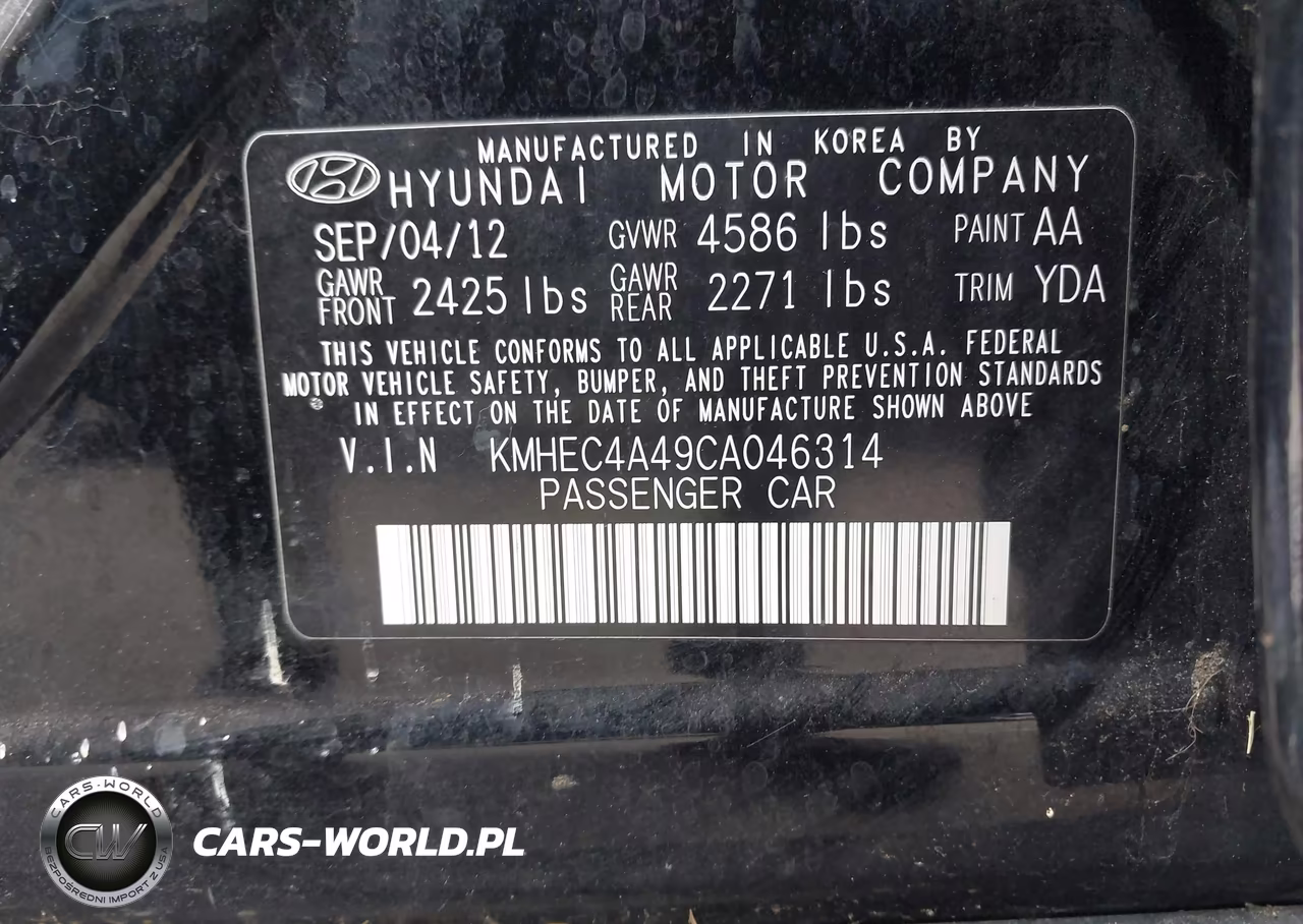2012 Hyundai Sonata Hybrid VIN:KMHEC4A49CA046314 - 9