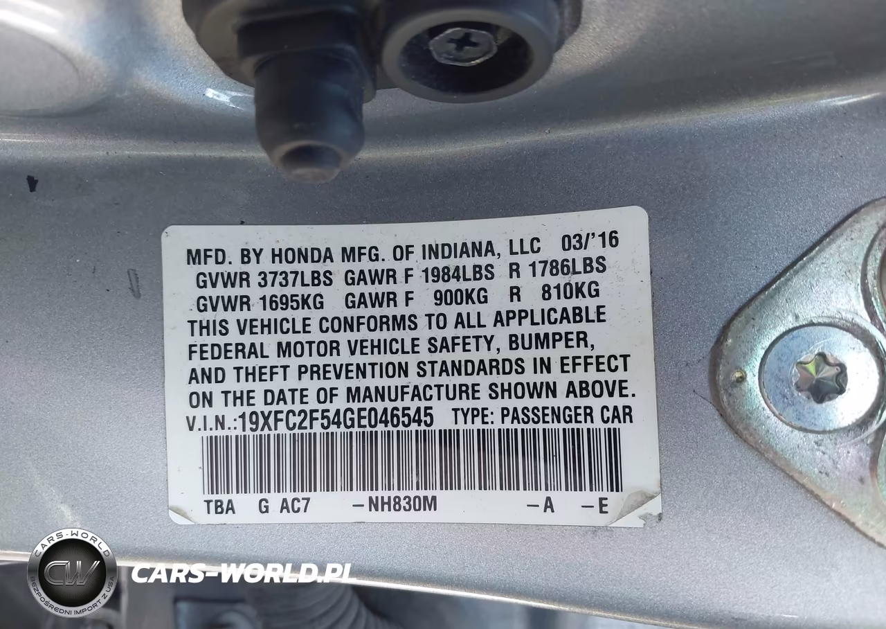 2016 Honda Civic Lx VIN:19XFC2F54GE046545 - 9