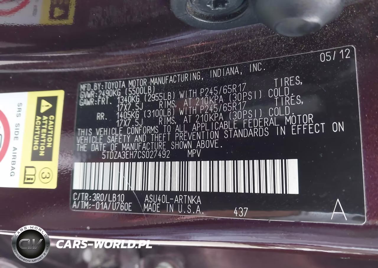 2012 Toyota Highlander Se VIN:5TDZA3EH7CS027492 - 9