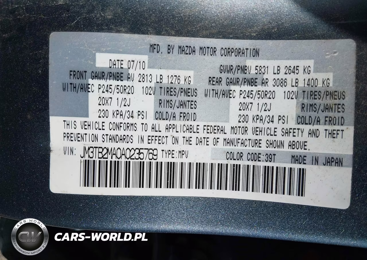 2010 Mazda Cx-9 Grand Touring VIN:JM3TB2MA0A0235769 - 9