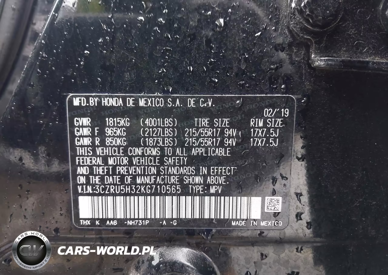 2019 Honda Hr-V Lx VIN:3CZRU5H32KG710565 - 9