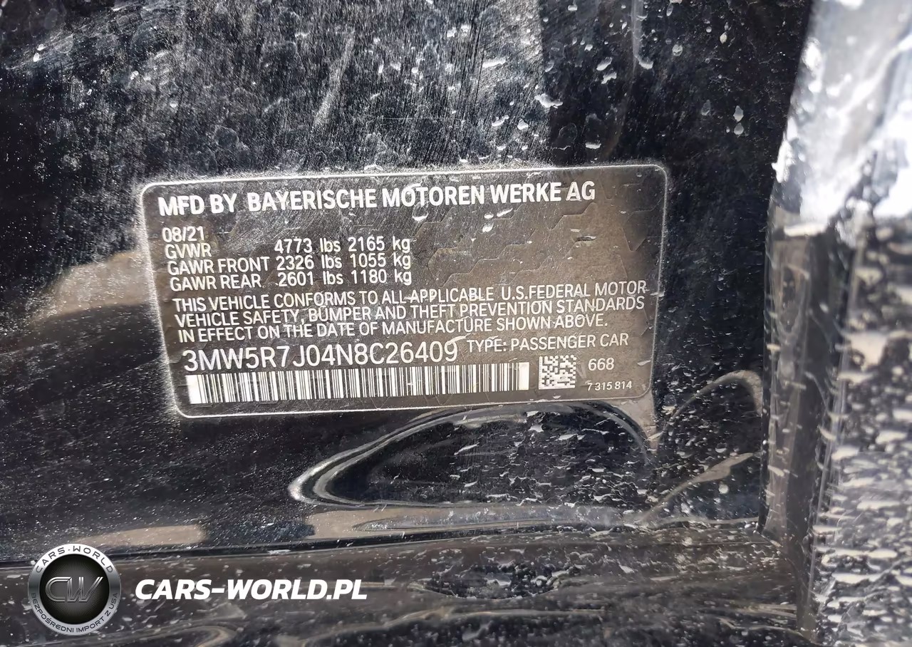 2022 BMW 330I xDrive VIN:3MW5R7J04N8C26409 - 9