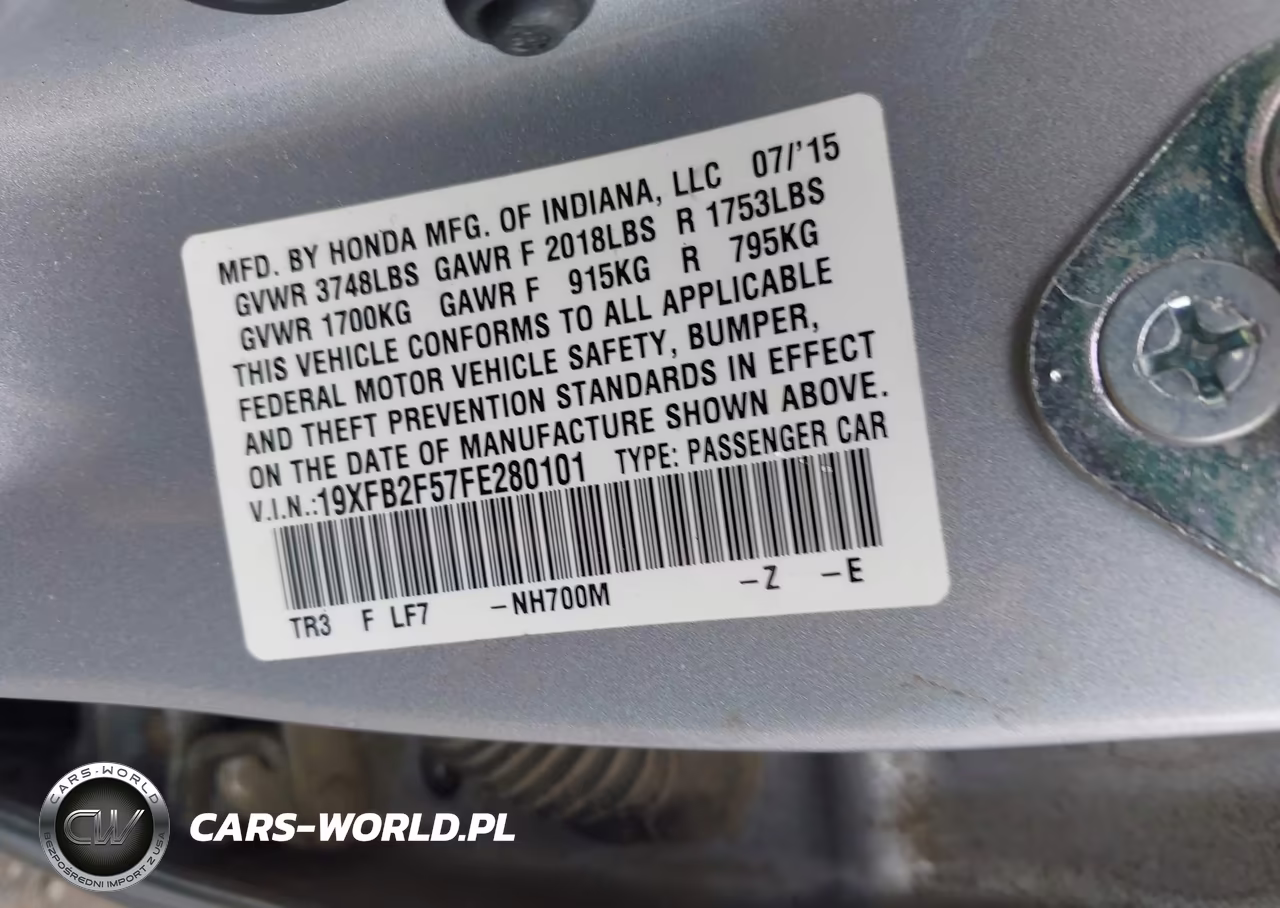 2015 Honda Civic Lx VIN:19XFB2F57FE280101 - 9