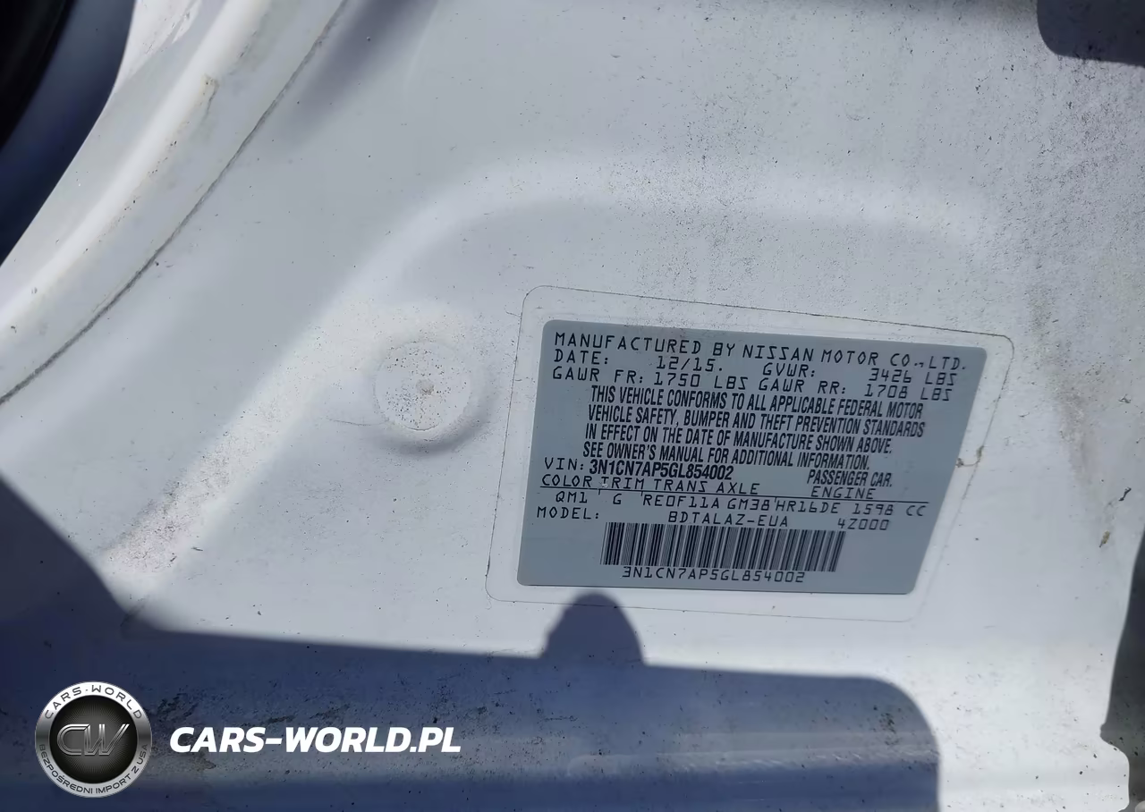 2016 Nissan Versa 1.6 S+ VIN:3N1CN7AP5GL854002 - 9