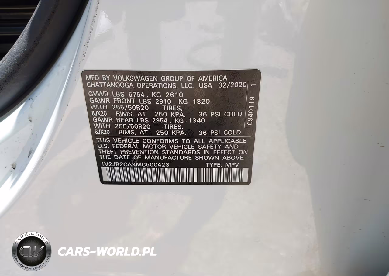 2021 Volkswagen Atlas 3.6L V6 Se W-Technology VIN:1V2JR2CAXMC500423 - 9