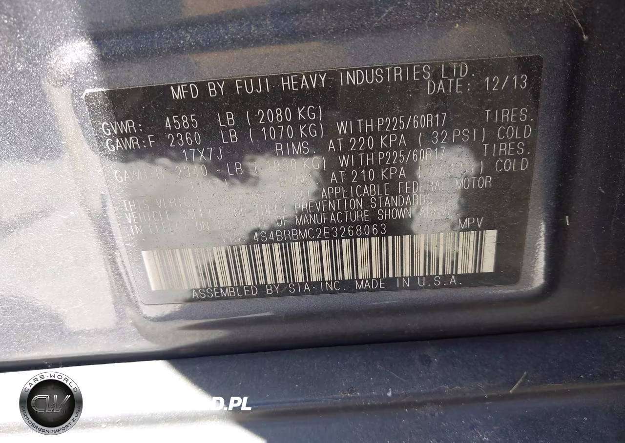2014 Subaru Outback 2.5I Limited VIN:4S4BRBMC2E3268063 - 9