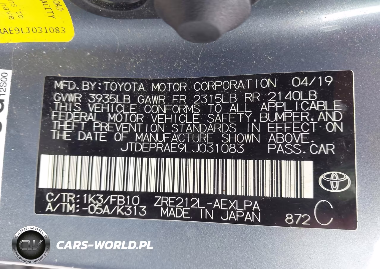 2020 Toyota Corolla Le VIN:JTDEPRAE9LJ031083 - 9