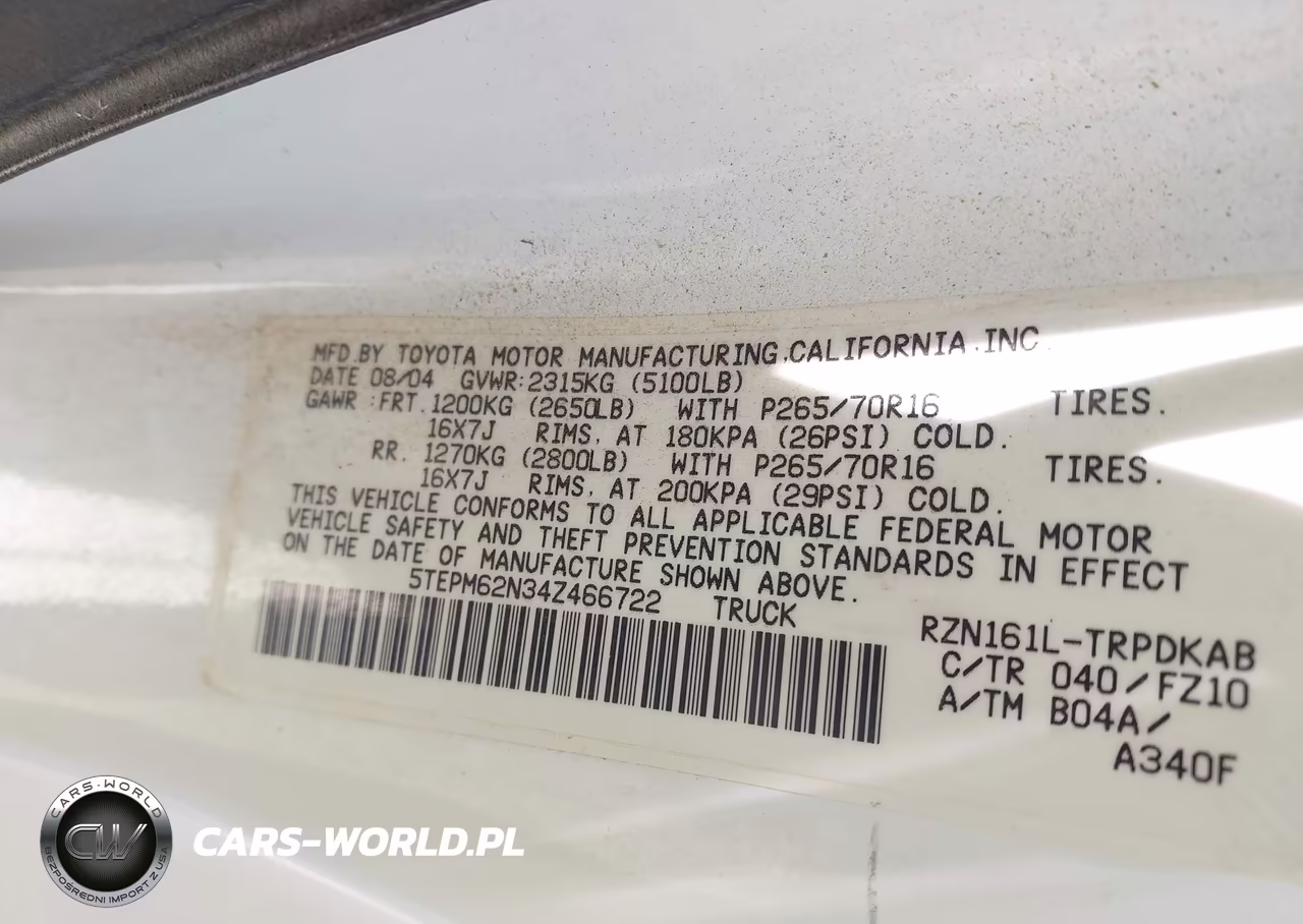2004 Toyota Tacoma VIN:5TEPM62N34Z466722 - 9