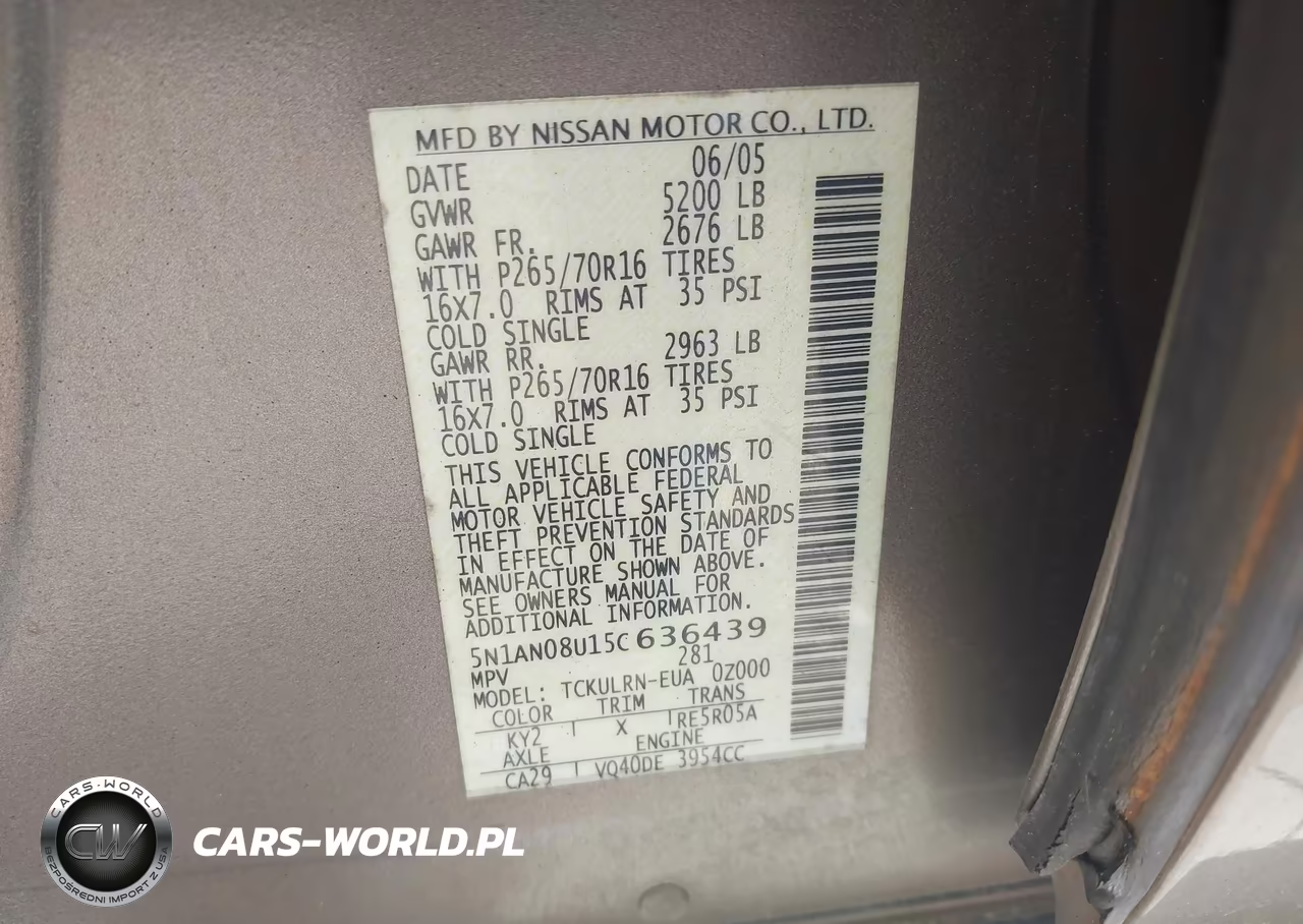 2005 Nissan Xterra S VIN:5N1AN08U15C636439 - 9