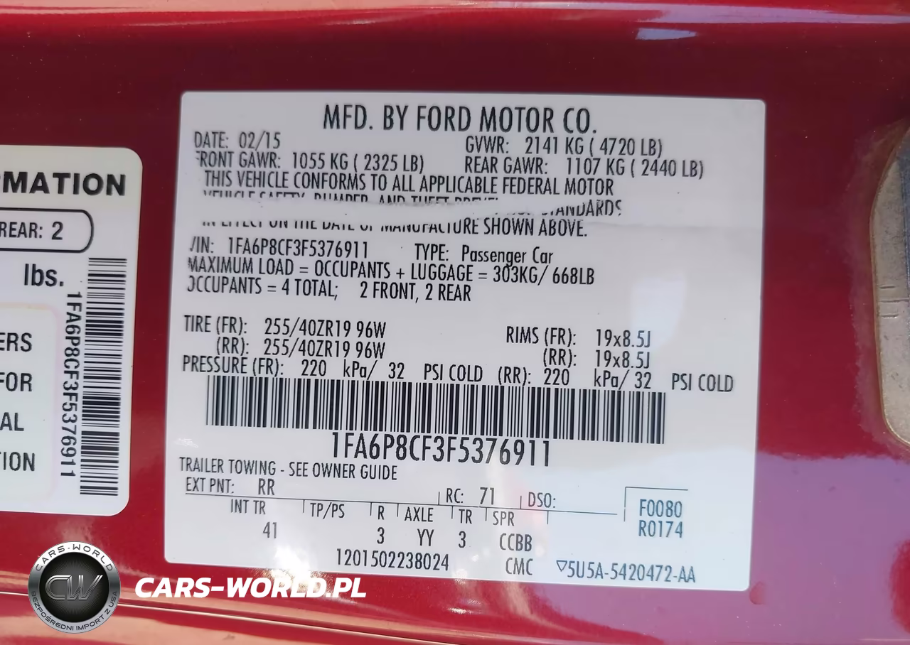 2015 Ford Mustang Gt Premium VIN:1FA6P8CF3F5376911 - 9