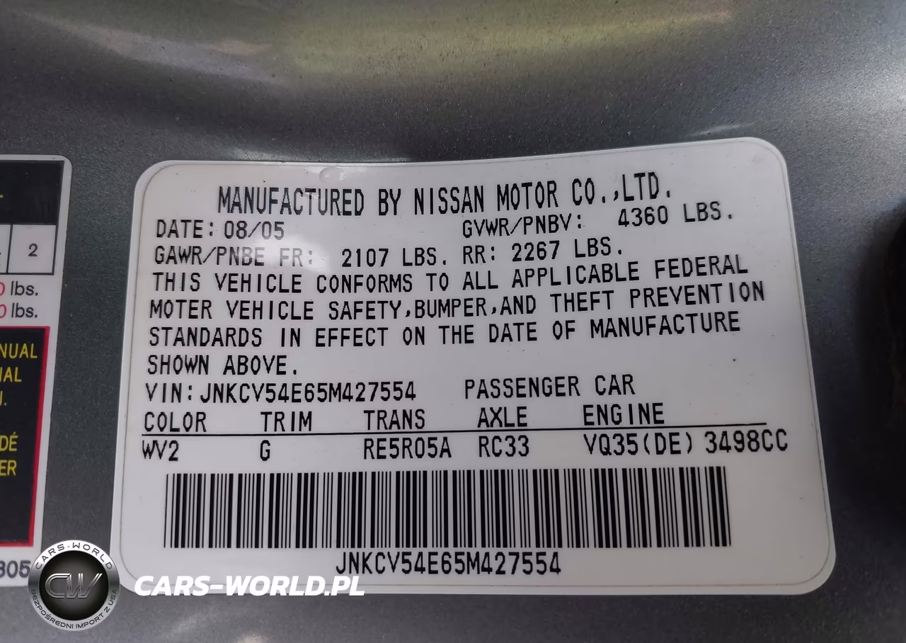 2005 Infiniti G35 VIN:JNKCV54E65M427554 - 9