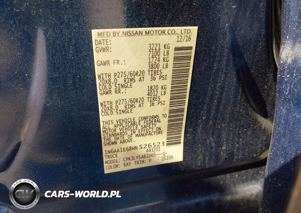 2017 Nissan Titan Platinum Reserve VIN:1N6AA1E68HN526523 - 9