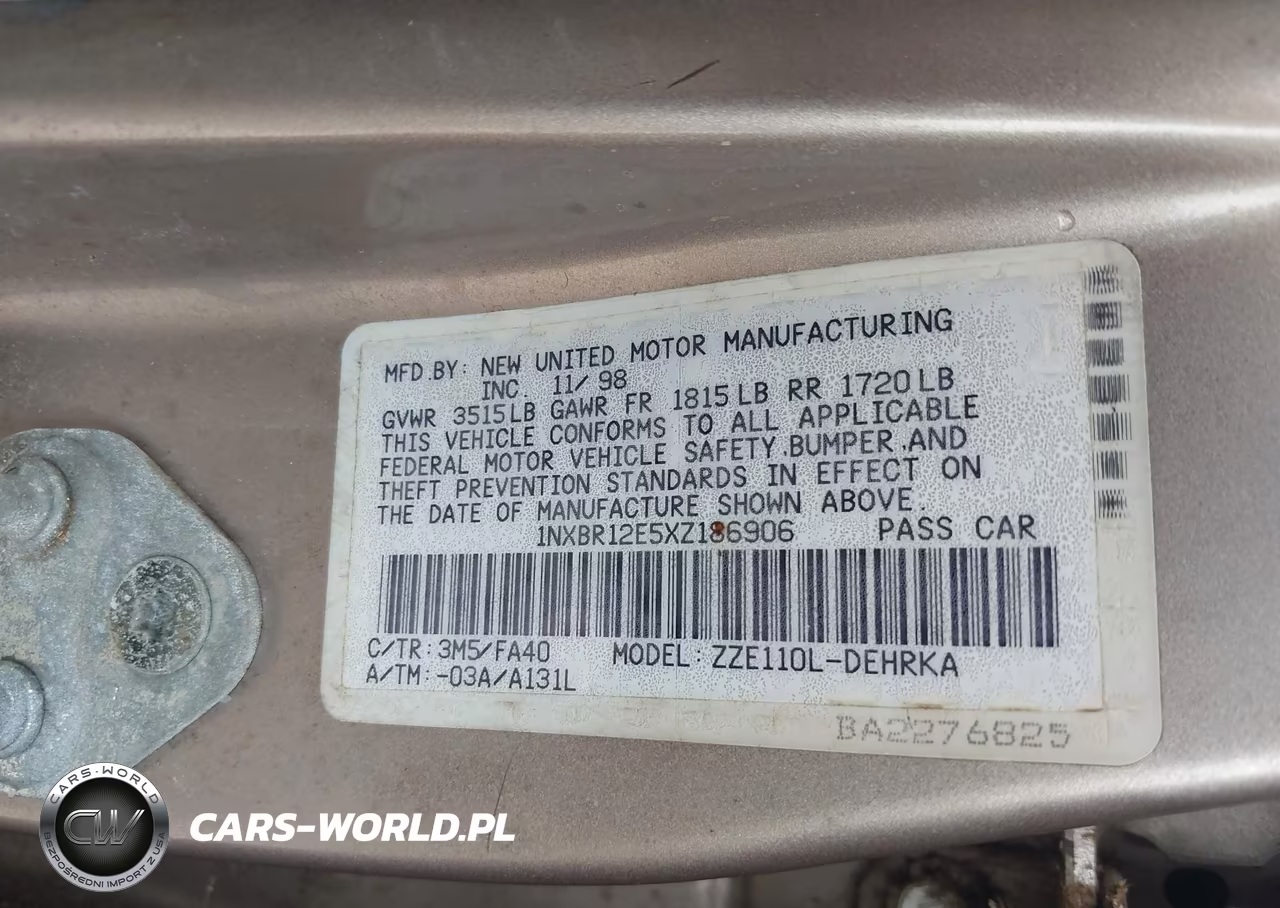 1999 Toyota Corolla Ve VIN:1NXBR12E5XZ186906 - 9