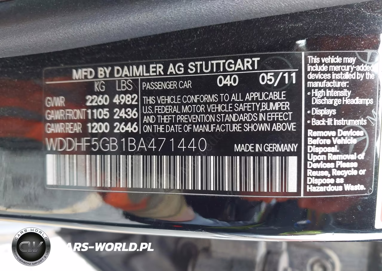 2011 Mercedes-Benz E 350 VIN:WDDHF5GB1BA471440 - 9