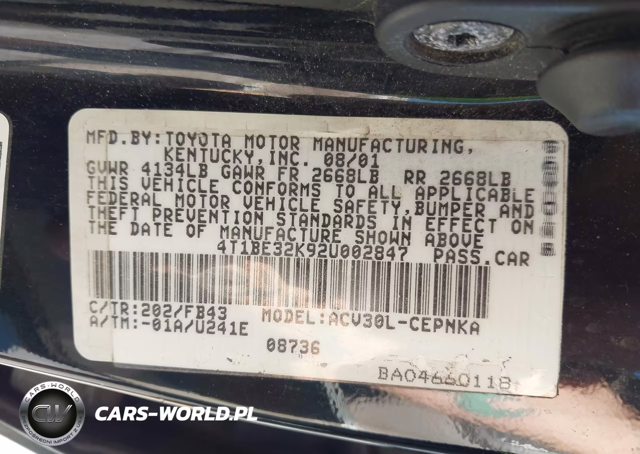 2002 Toyota Camry Le VIN:4T1BE32K92U002847 - 9