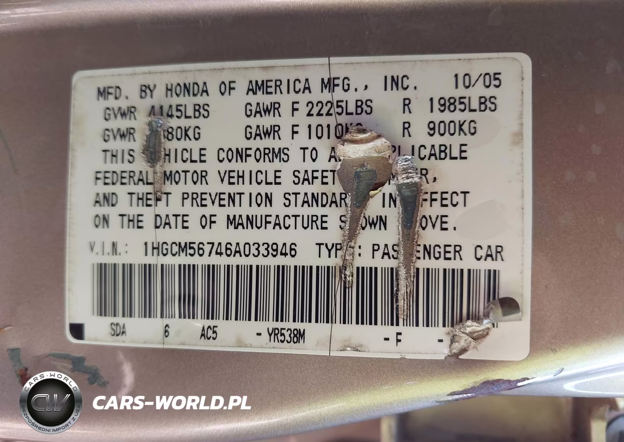 2006 Honda Accord 2.4 Ex VIN:1HGCM56746A033946 - 9
