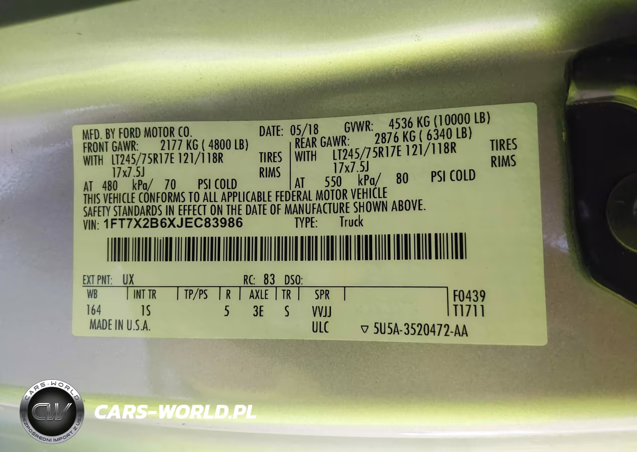 2018 Ford F-250 Xl VIN:1FT7X2B6XJEC83986 - 9