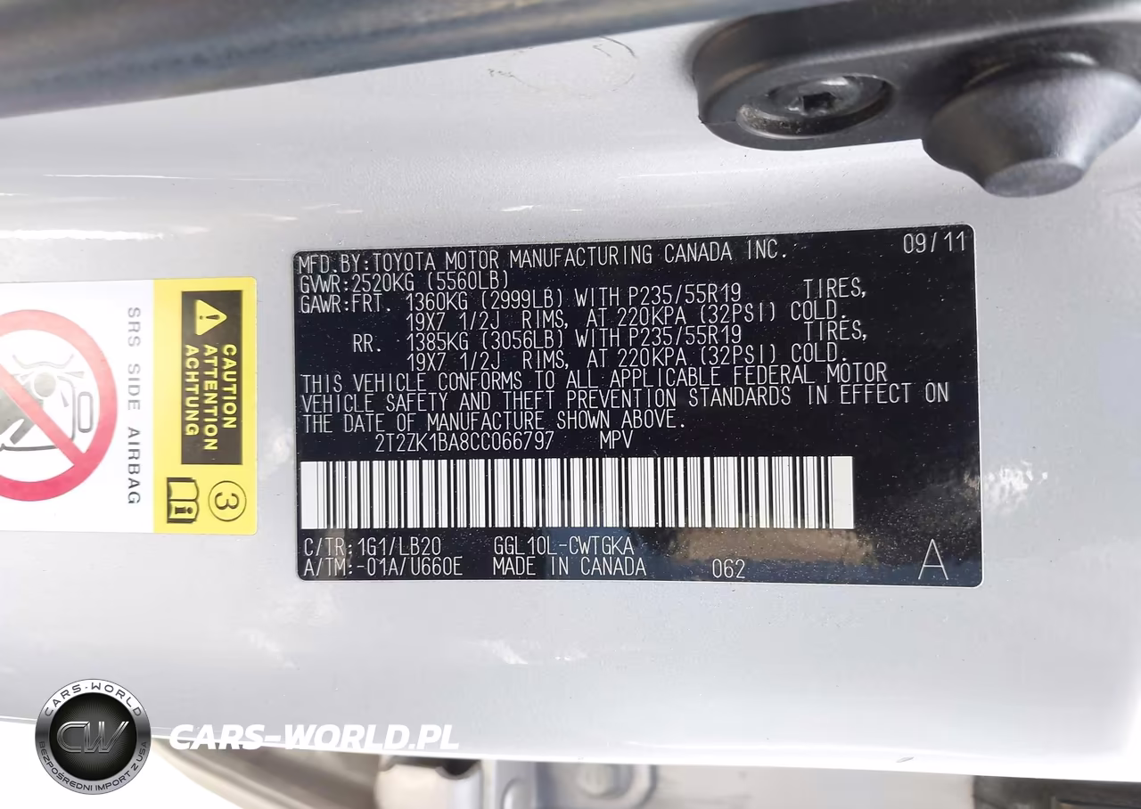 2012 Lexus Rx 350 VIN:2T2ZK1BA8CC066797 - 9
