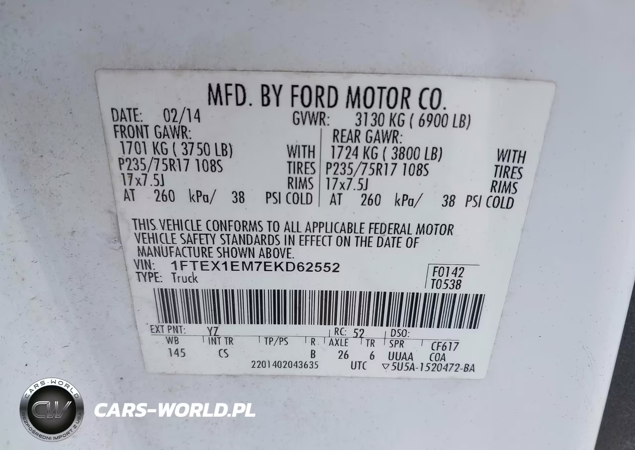 2014 Ford F-150 Xl VIN:1FTEX1EM7EKD62552 - 9