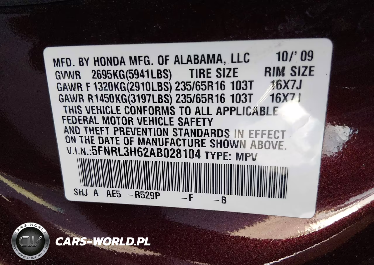 2010 Honda Odyssey Ex-L VIN:5FNRL3H62AB028104 - 9