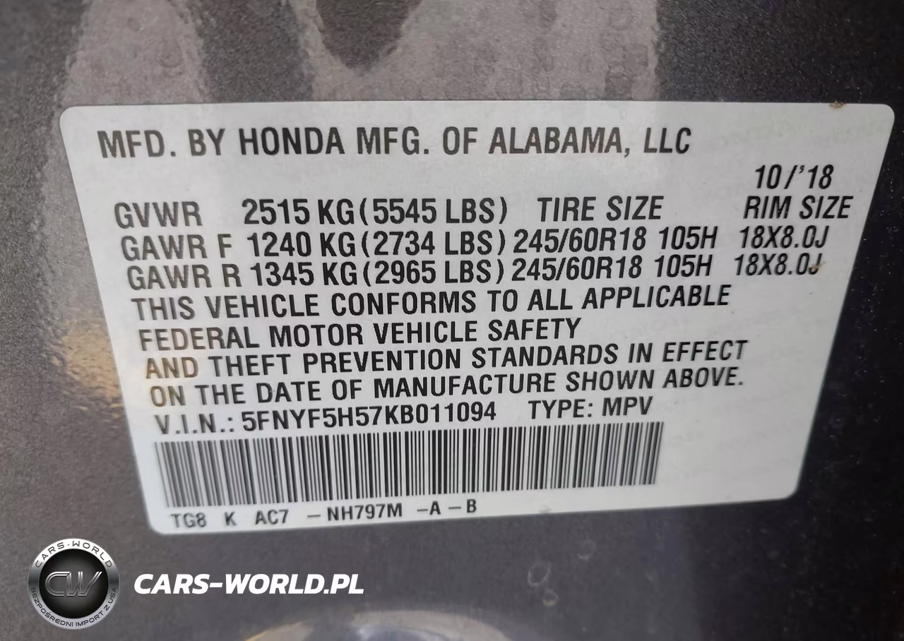 2019 Honda Pilot Ex-L VIN:5FNYF5H57KB011094 - 9