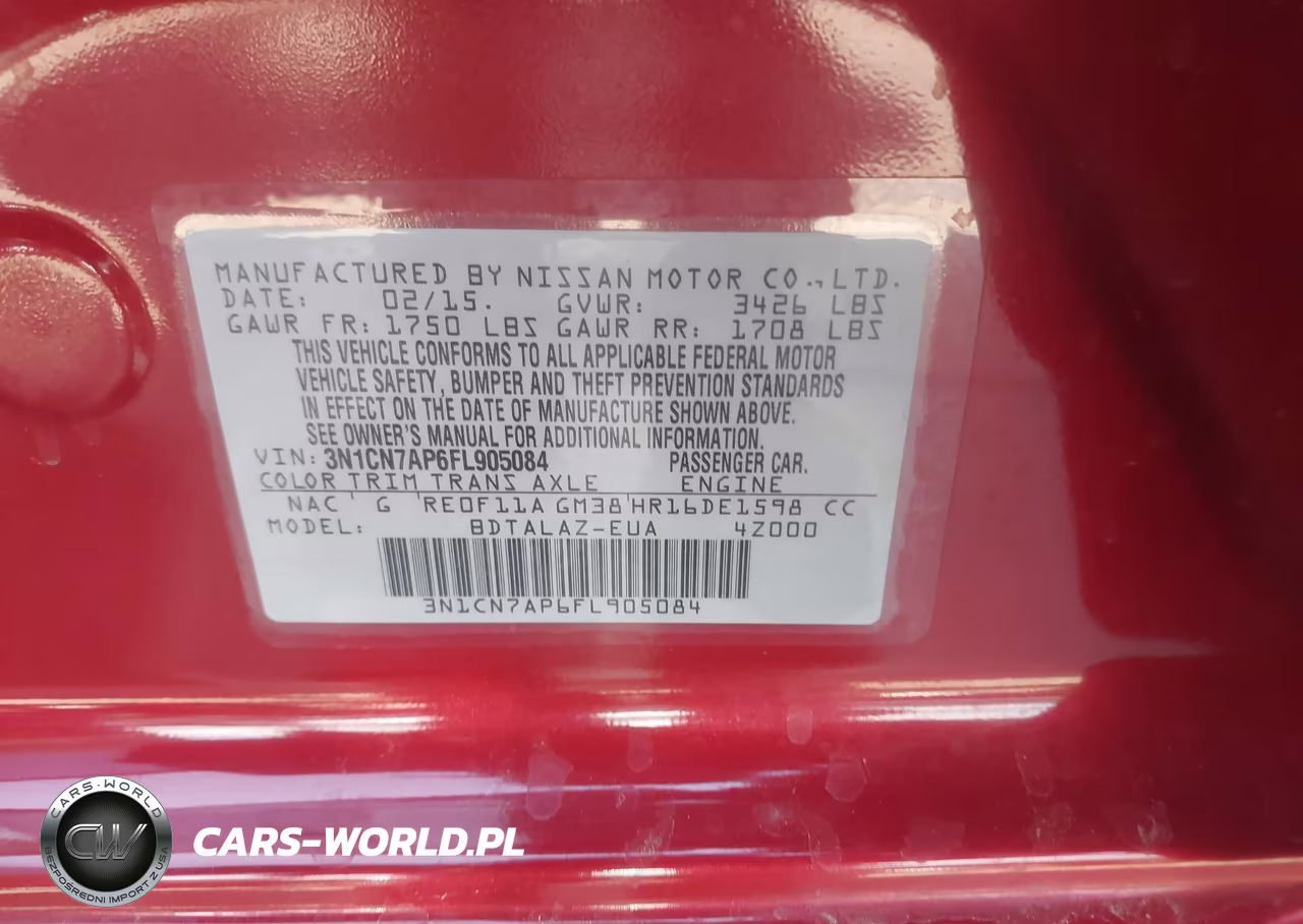 2015 Nissan Versa 1.6 S+ VIN:3N1CN7AP6FL905084 - 9