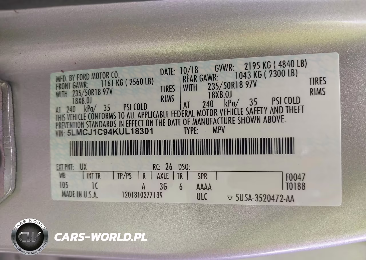 2019 Lincoln Mkc Standard VIN:5LMCJ1C94KUL18301 - 9