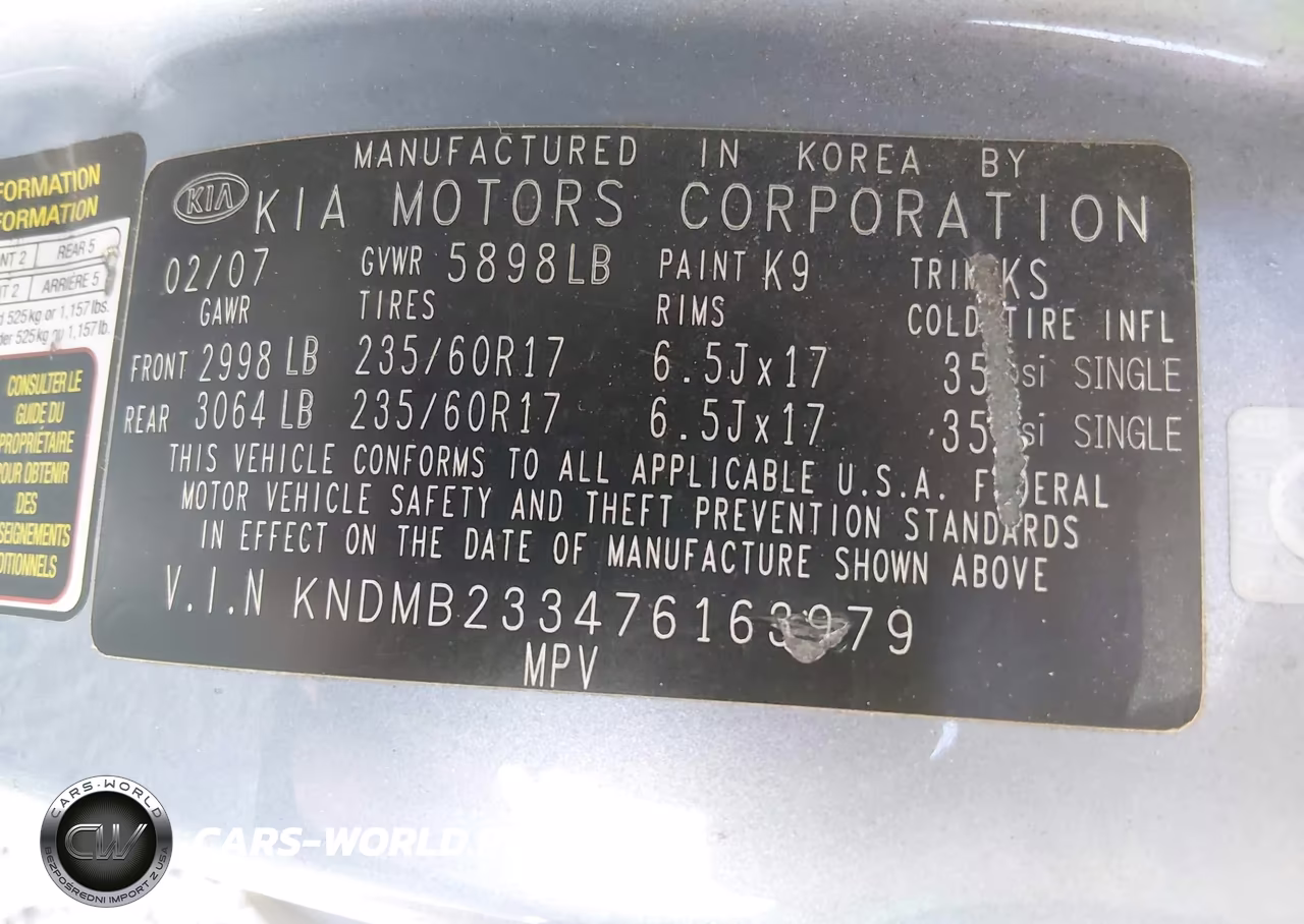 2007 Kia Sedona Ex VIN:KNDMB233476163979 - 9