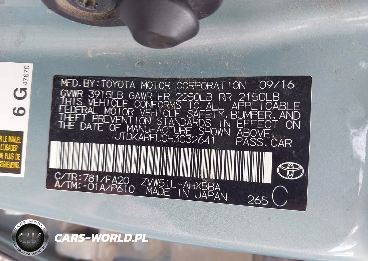 2017 Toyota Prius Two Eco VIN:JTDKARFU0H3032641 - 9