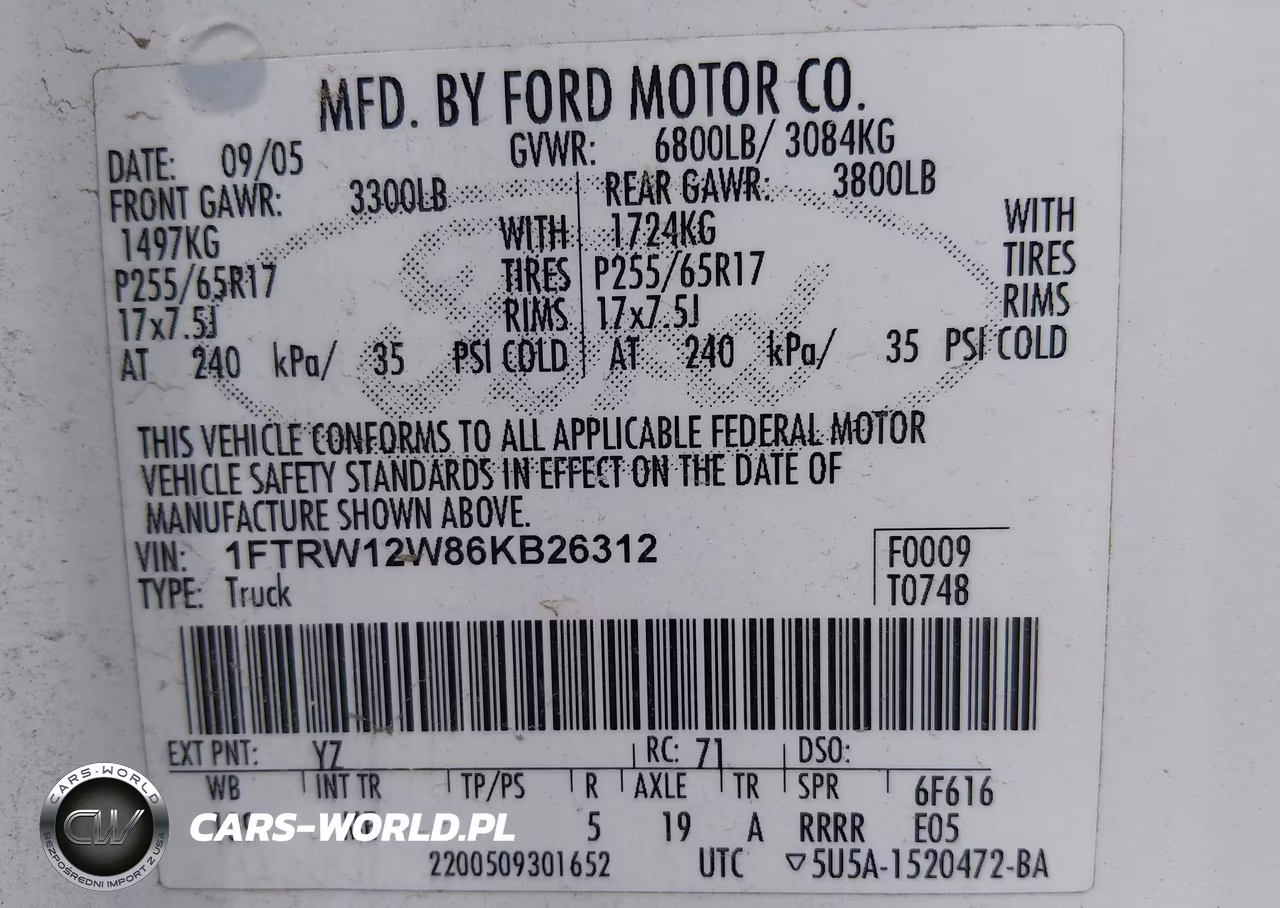 2006 Ford F-150 Xlt VIN:1FTRW12W86KB26312 - 9