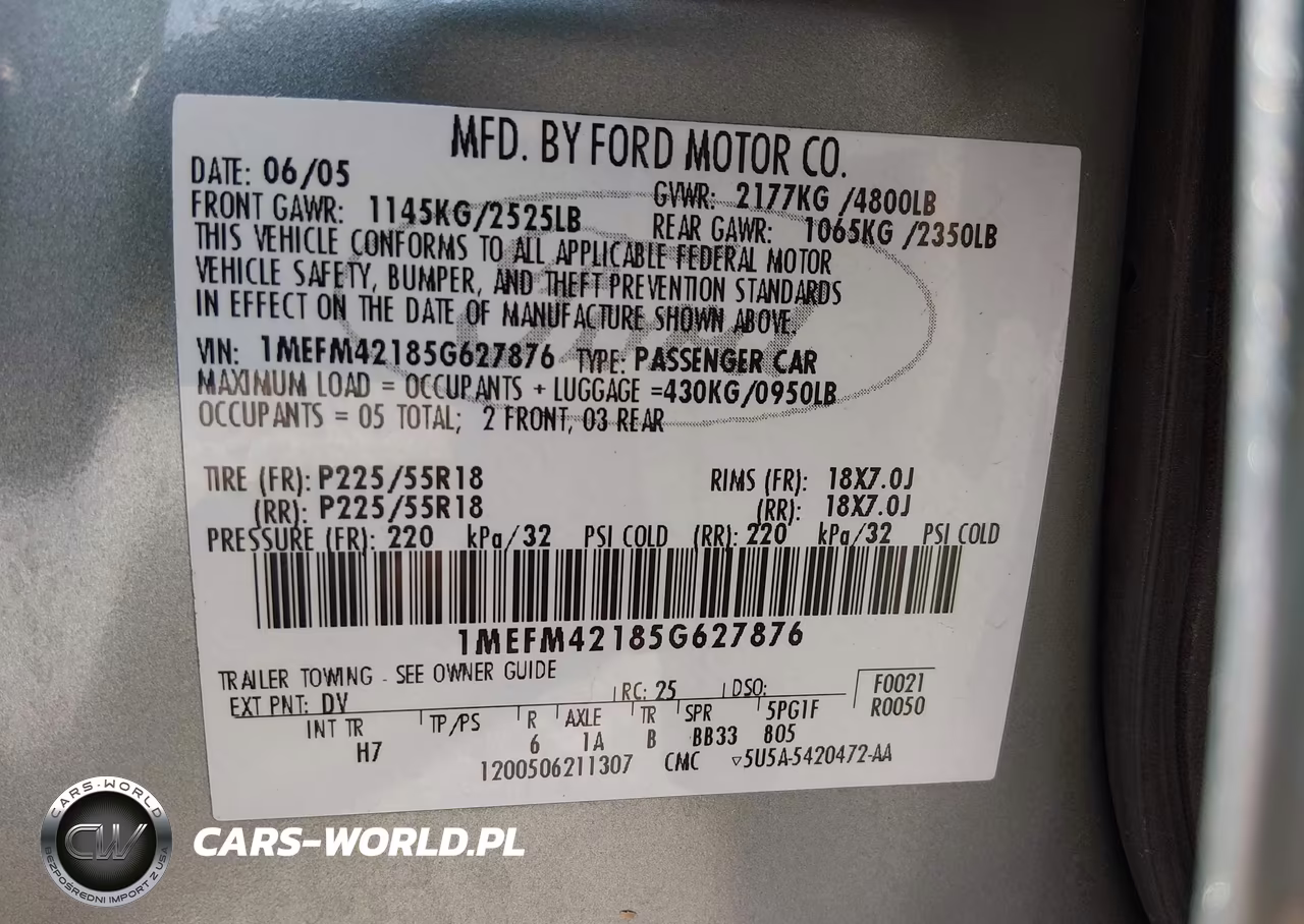 2005 Mercury Montego Premier VIN:1MEFM42185G627876 - 9