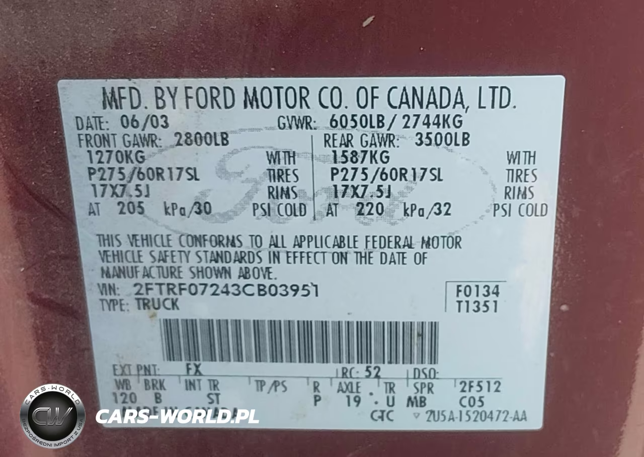 2003 Ford F-150 Xl-Xlt VIN:2FTRF07243CB03951 - 9