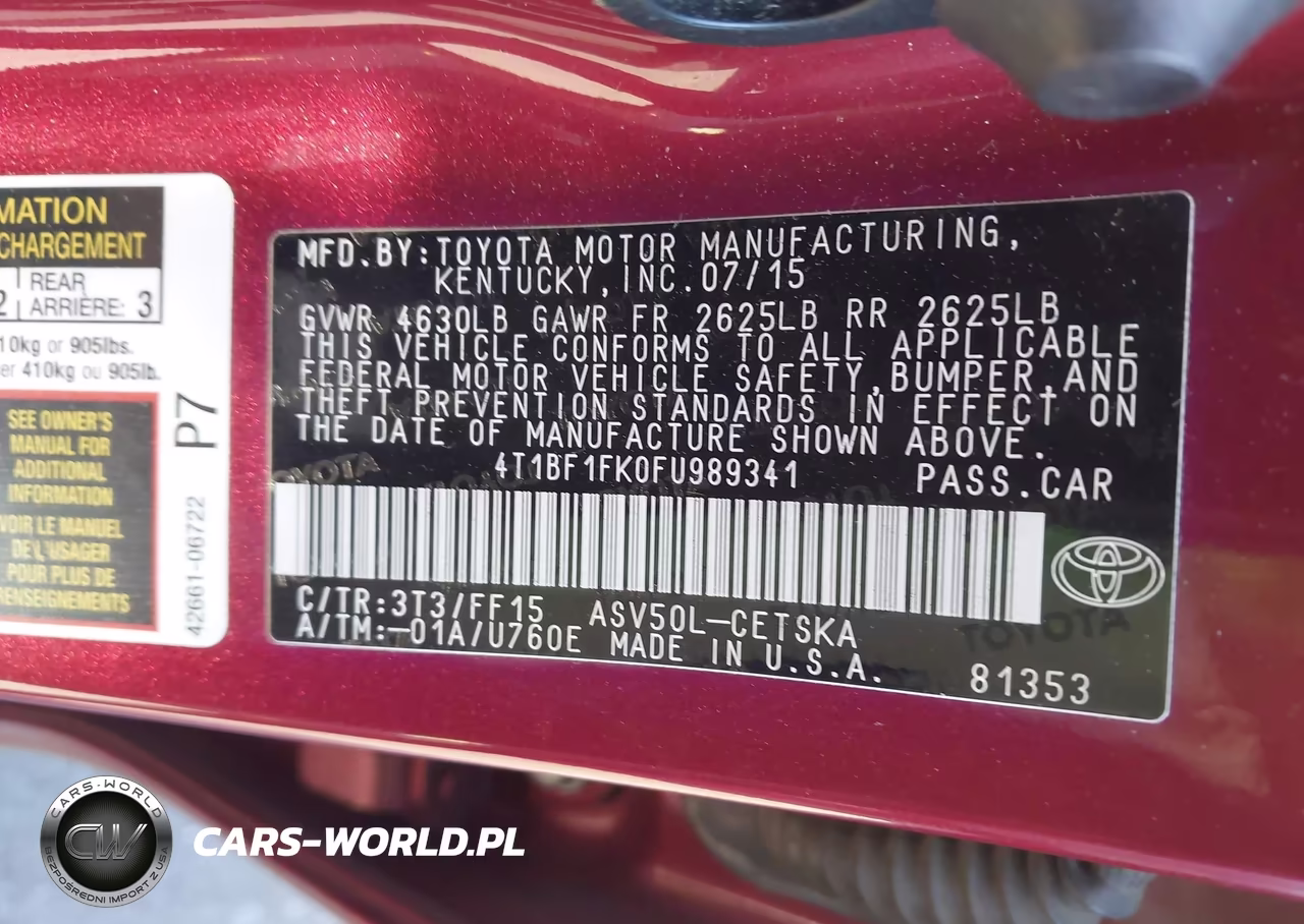2015 Toyota Camry Se VIN:4T1BF1FK0FU989341 - 9