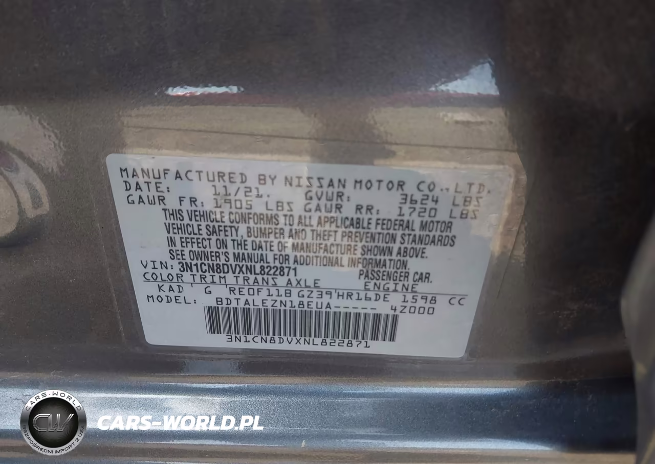 2022 Nissan Versa 1.6 S Xtronic Cvt VIN:3N1CN8DVXNL822871 - 9