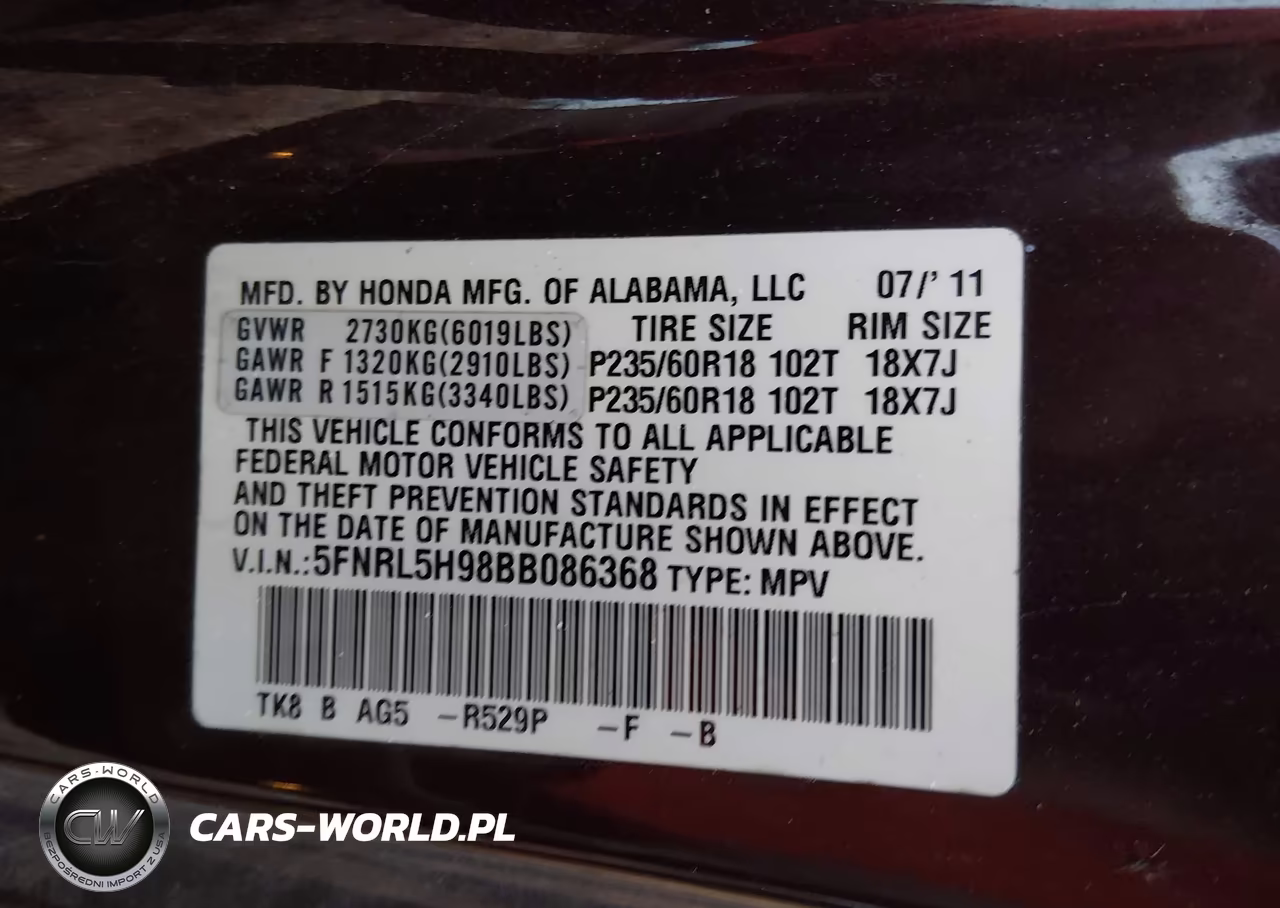 2011 Honda Odyssey Touring-Touring Elite VIN:5FNRL5H98BB086368 - 9