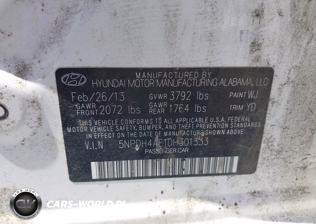 2013 Hyundai Elantra Gls VIN:5NPDH4AE1DH301333 - 9