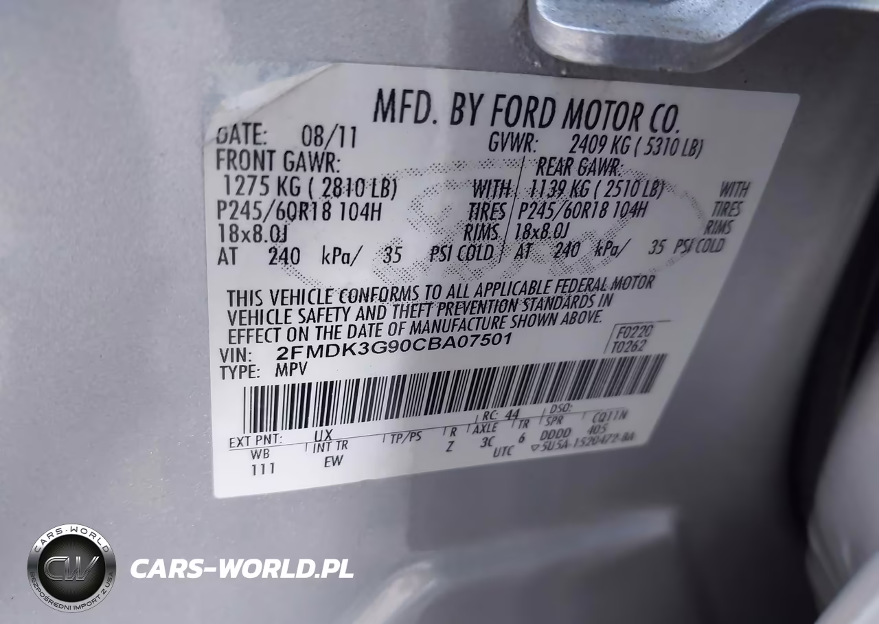 2012 Ford Edge Se VIN:2FMDK3G90CBA07501 - 9