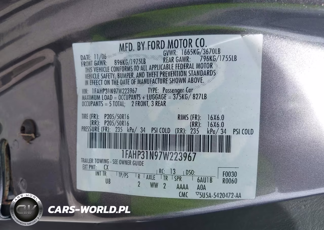 2007 Ford Focus S-Se-Ses VIN:1FAHP31N97W223967 - 9