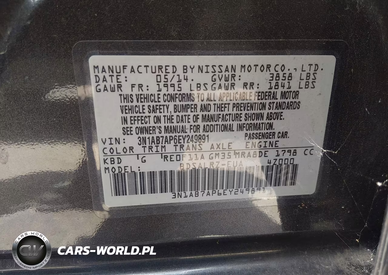 2014 Nissan Sentra Sr VIN:3N1AB7AP6EY249891 - 9