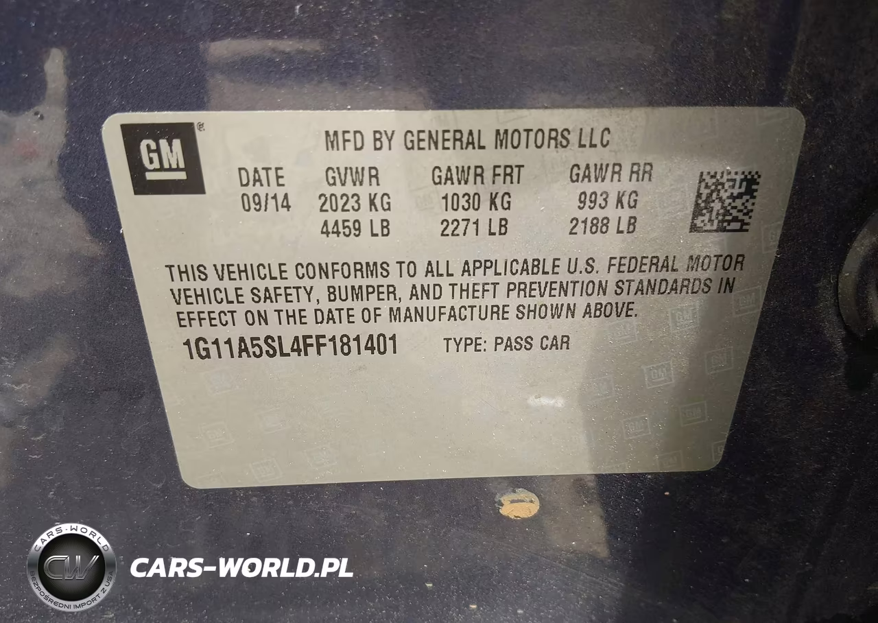 2015 Chevrolet Malibu 1Fl VIN:1G11A5SL4FF181401 - 9