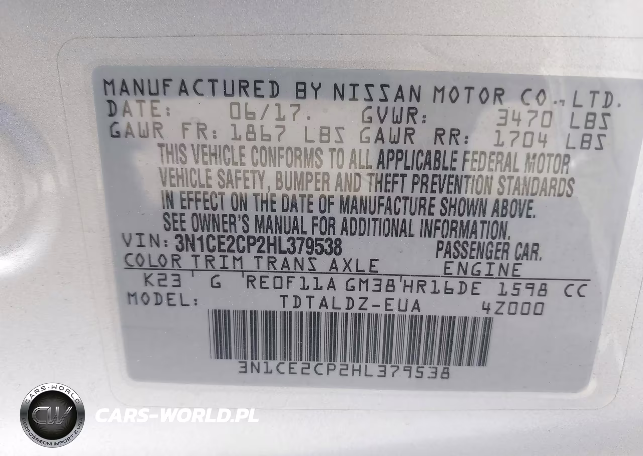 2017 Nissan Versa Note Sv VIN:3N1CE2CP2HL379538 - 9